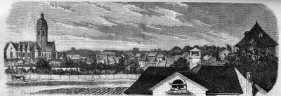 View of the district of the city of Kastrich, in Mainz (Germany), before the explosion of the powder keg in 1857. From a photograph. Engraving in Le Monde Illustré n°36 of 19 December 1857. by French School