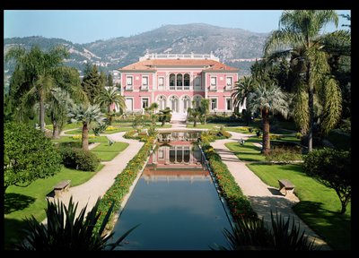 View of the Facade and Gardens of the Villa Ile-de-France by French School