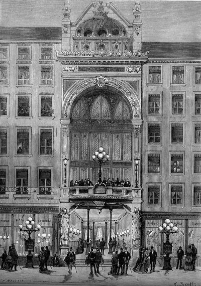 View of the facade of the Bellecour theatre in Lyon, built by Jules Chatron in 1879. Engraving in Le Monde Illustré n°1176 of October 11 by French School