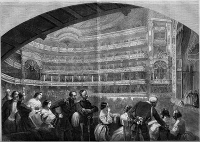 View of the Hall of the Imperial Theatre in Moscow, Russia by French School