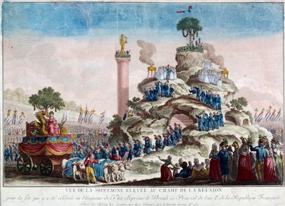 View of the mountain elevated at the field of Reunion. 20 prairial year II (8/06/1794) on the occasion of the Fete of the Supreme Being Anonymous engraving of 1794. Paris, Musee Carnavalet by French School