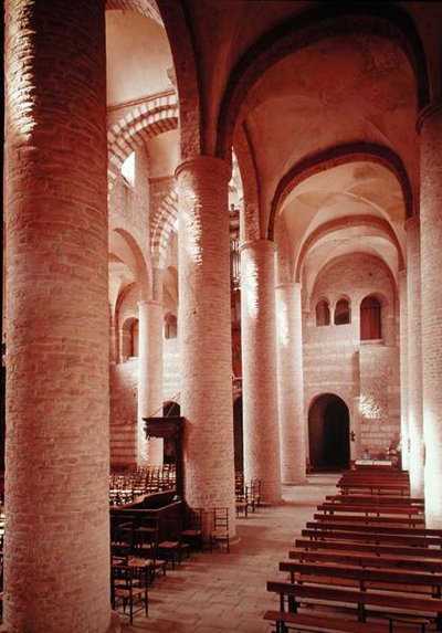 View of the North Aisle, Looking Towards the Narthex by French School