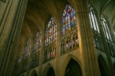 View of the north side of the nave and the west side of the north transept by French School