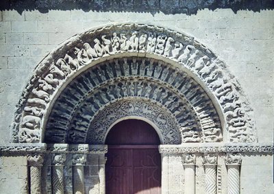 View of the portal of the south transept by French School