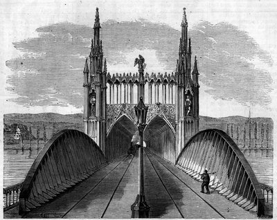View of the railway bridge over the Rhine connecting Kehl (Germany) to Strasbourg (France) by French School