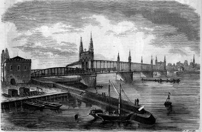 View of the railway bridge over the Rhine connecting Kehl (Germany) to Strasbourg (France) by French School