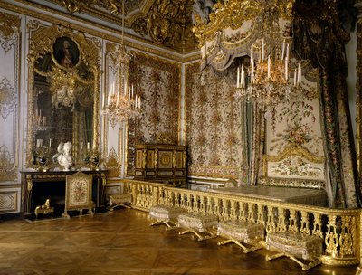 View of the room of the Queen of France Marie Antoinette of Habsburg Lorraine (1755-1793). Versailles, castle museum by French School