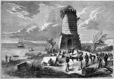 View of the tomb of Cicero in Gaeta, Italy by French School