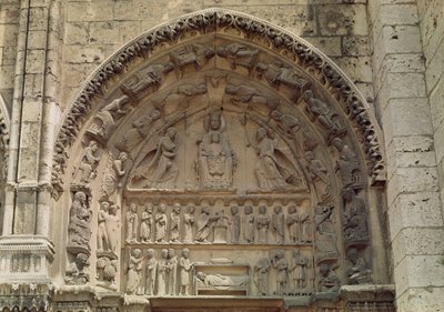View of the tympanum depicting the Madonna and Child Enthroned, South Door of the Royal Portal by French School