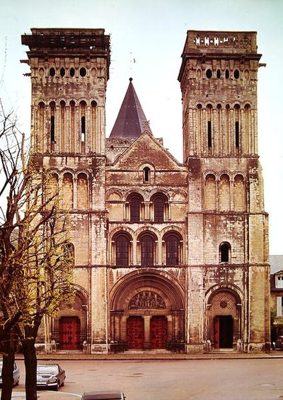 View of the West Facade of La Trinite, Abbaye aux Dames by French School