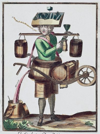 Vinegar manufacturer, colored engraving, France by French School