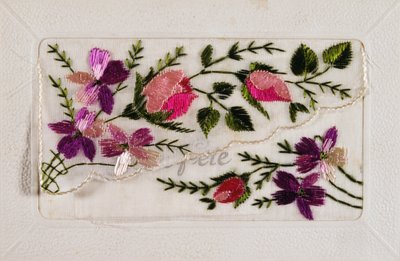 Vintage French postcard with floral decorations by French School