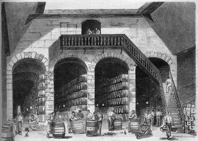 Viticulture: Internal View of the Cellars of M. Cruse et Fils Freres, Bordeaux, Gironde by French School
