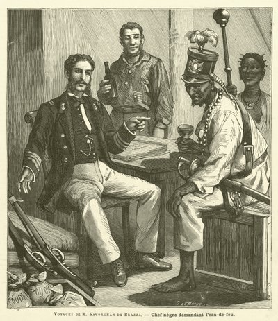 Travels of M. Savorgnan de Brazza (engraving) by French School