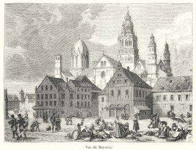 View of Mainz (engraving) by French School