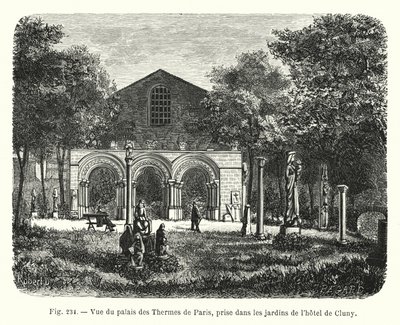 View of the Palace of the Thermes of Paris, Taken in the Gardens of the Hotel de Cluny by French School