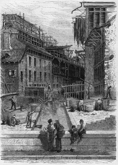 View of a Tannery and Skin Washing Establishment on the Banks of the Bievre in Paris by French School