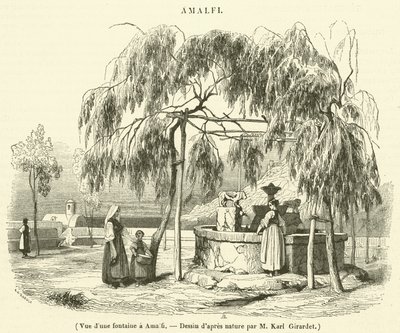 View of a Fountain in Amalfi by French School
