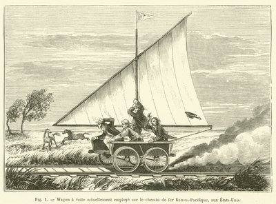 Sail Wagon Currently Used on the Kansas-Pacific Railroad, United States by French School