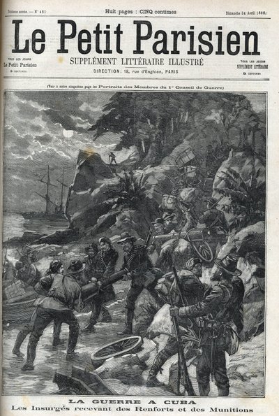 War of Independence in Cuba: Insurgents receiving Reinforcements and Ammunition. The Cubans rose up against Spanish domination in 1895 and the war ended in 1896 with the help of Americans. 