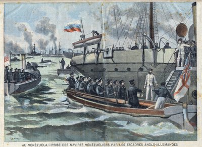 War in Venezuela: capture of Venezuelan ships by Anglo-German squadron, in Le Petit Parisien by French School