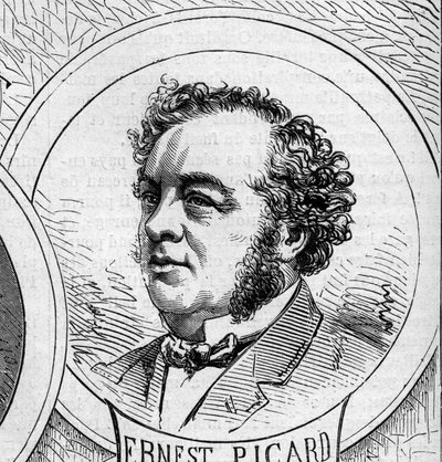 War of 1870 - Government of the National Defense: portrait of Ernest Picard, member of the provisional government of 1870. Engraving in Le Monde Illustré n°706 of October 22 by French School