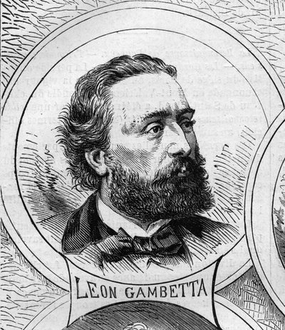 War of 1870 - Government of the National Defense: portrait of Leon Gambetta, member of the provisional government of 1870. Engraving in Le Monde Illustré n°706 of October 22 by French School