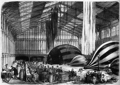 War of 1870: balloon building workshops at Orleans station, Paris by French School