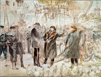 War of 1870: Leon Gambetta Leaves Paris Siege in a Balloon by French School