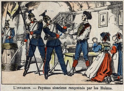 War of 1870 between France and Prussia: Alsatian Peasants Ranconned by the Hulans by French School