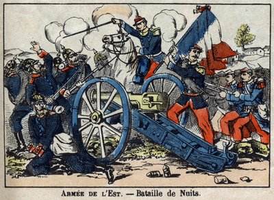 War of 1870 between France and Prussia: Battle of Nuits-Saint-Georges in the Gold Coast between the Germans and the Eastern Army in 1870. Epinal Images by French School