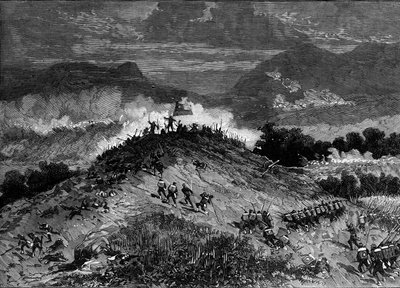 War of the Pacific (1879-1884) between Peru and Bolivia and Chile - Battle of Los Angeles - March 22 by French School