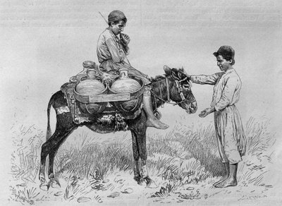 Water carrier, from La Syrie daujourdhui. Voyages dans la Phenicie, Le Liban et la Judee. 1875-1880 of Louis Charles Emile Lortet, 1884 by French School