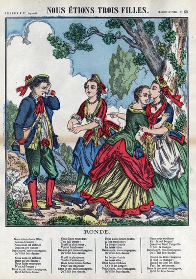 We were three girls. Three girls playing with a shepherd and making him uncomfortable. (Chants et chansons populaire de la France) Imagine d