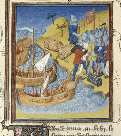 William I Lands with His Army and Equipment in England by French School