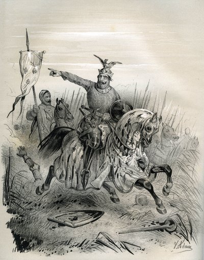 William the Conqueror during the assault and capture of Mantes in July 1087, illustration from 