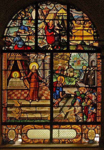 Window Charnier-10 Depicting Manna from Heaven; Christ and the Host by French School