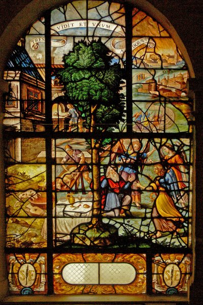 Window Charnier-13 Depicting Abraham Being Visited by Three Angels by French School
