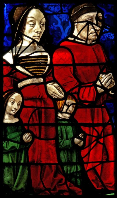 Window depicting donors Duke Jean II de Bourbon and his wife Catherine by French School