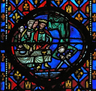 Window Ew-L depicting a scene from the life of St John the Baptist: Salome dances for Herod by French School