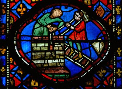 Window Ew-R depicting Theophilus builds a church by French School