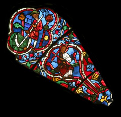 Window depicting St Andrew and the Labours of the Months: June by French School