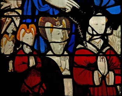 Window depicting a donor - Isabeau Le Tailleur and family by French School