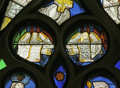 Window depicting Angel Choir with Musical Scores by French School