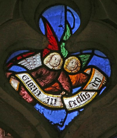 Window Depicting Angels: Gloria in Excelsis Deo (stained glass) by French School