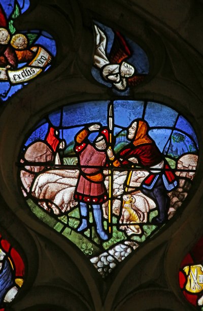 Window Depicting Annunciation to the Shepherds (stained glass) by French School