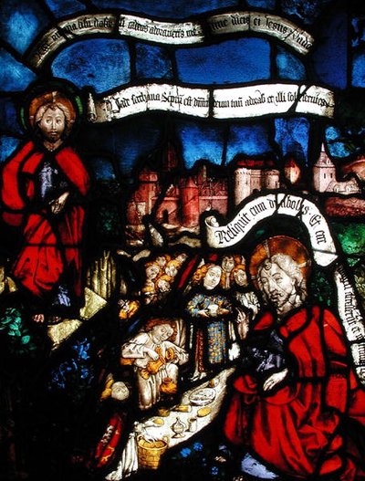 Window depicting Christ in the Desert Served by Angels by French School