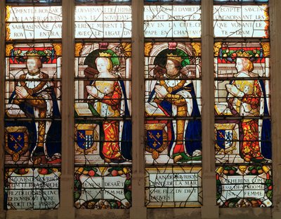 Window Depicting Jacques de Bourbon, Jeanne de Chatillon-Saint-Pol, Jean I de Bourbon and Catherine, Comtesse de Vendome by French School