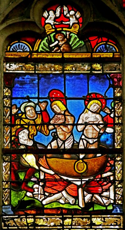 Window depicting Saint Crepin and Saint Crepinien: the Martyrdom by French School