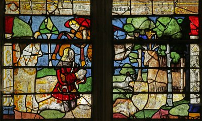 Window depicting Saint Hubert and the Stag by French School
